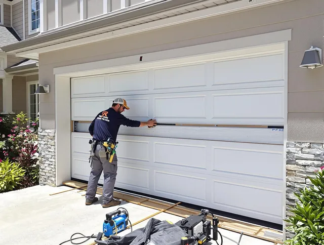 Willoughby Garage Door Repair team performing complete garage door replacement at Willoughby residence