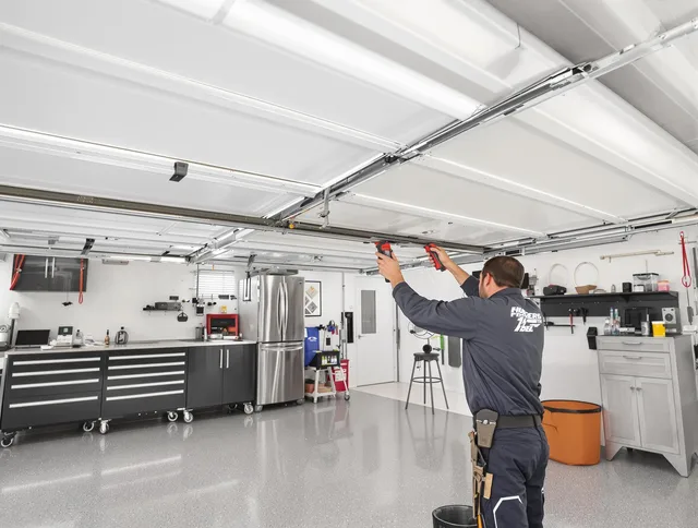Overhead garage door repair service by Willoughby Garage Door Repair in Willoughby